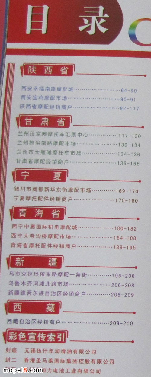 2014版中國摩托車配件西北市場指南導購手冊