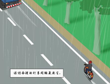 摩托車駕駛在不良天氣視線差謹慎駕駛防側滑