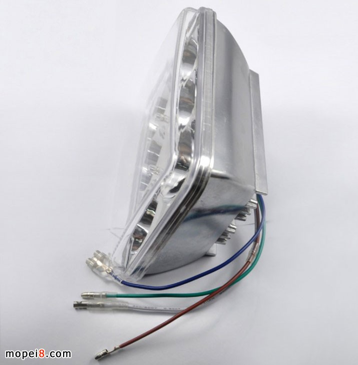 CG125車型摩托車LED大燈(六珠L(zhǎng)ED方燈\內(nèi)膽總成)帶大燈玻璃